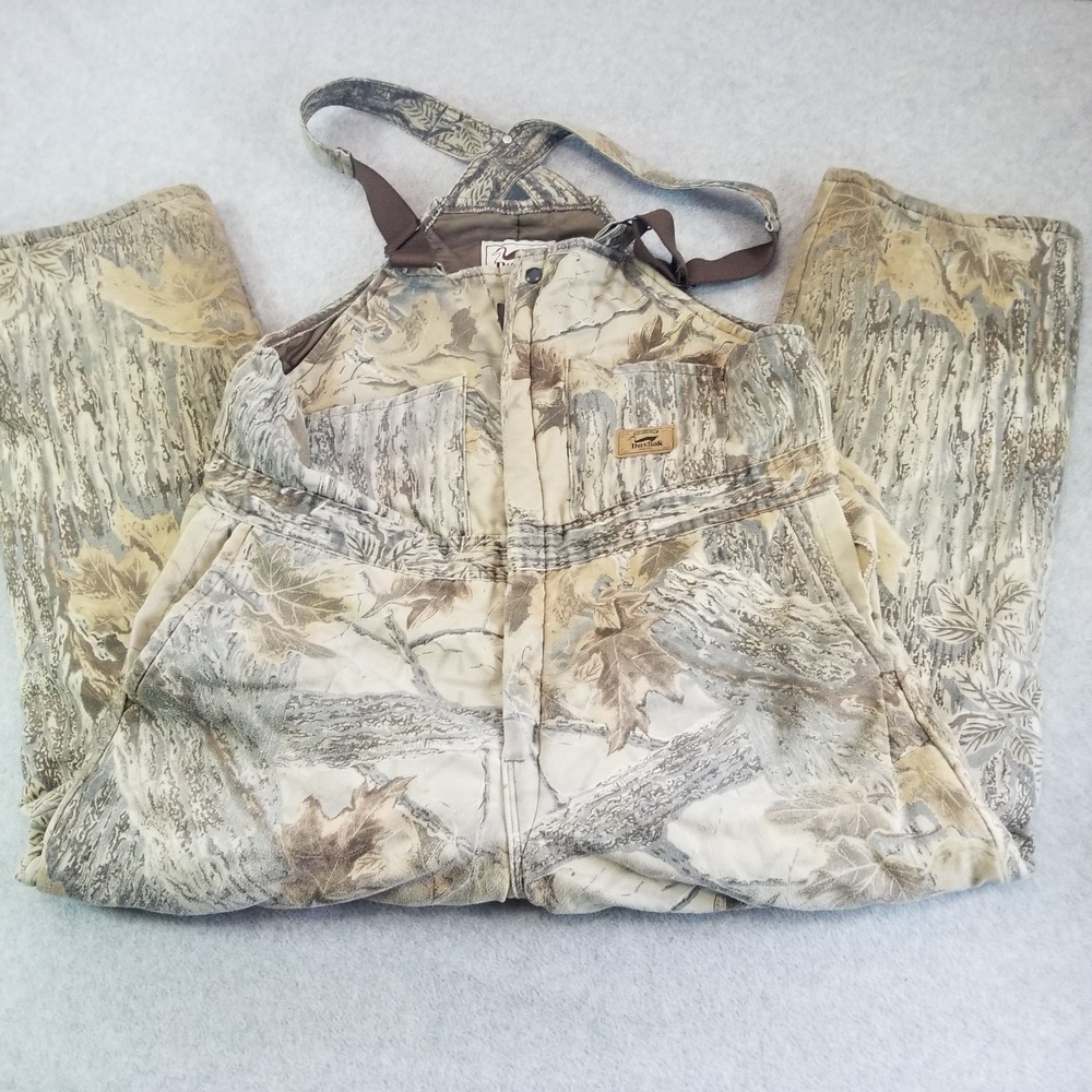 VTG Duxbak Overalls Mens Extra Large Realtree Camo Insulated Hunting Bibs 90s